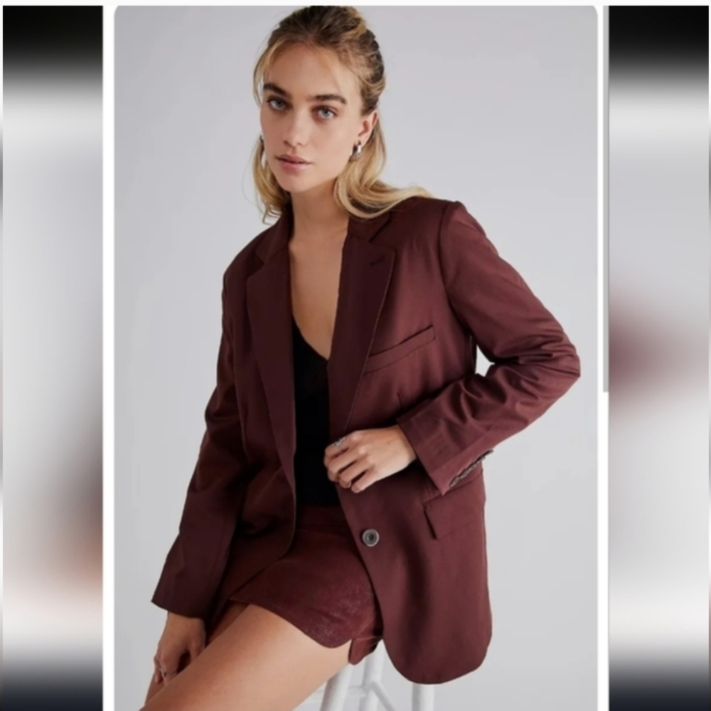 Free People We The Free Jay Chocolate Oversized Blazer